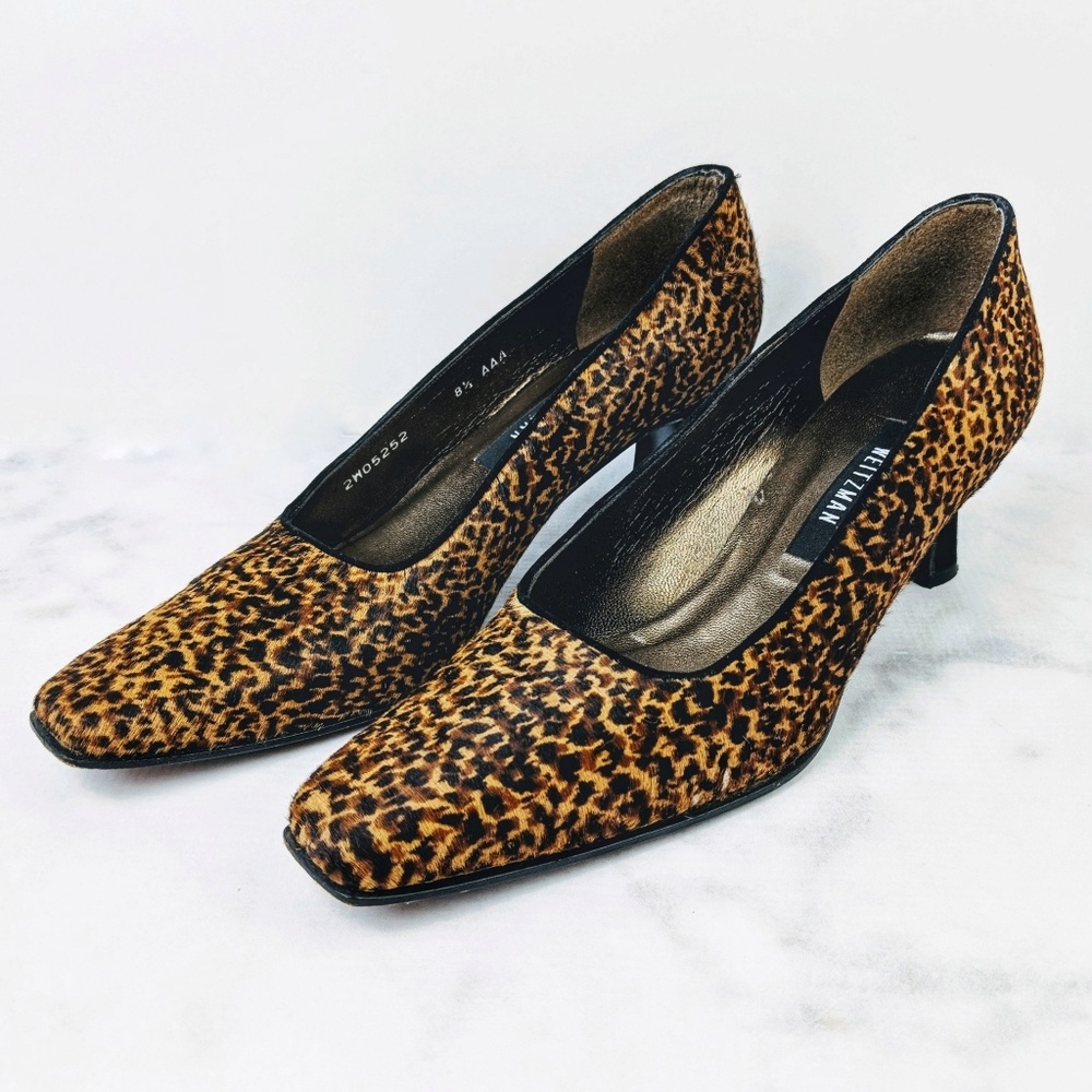Stuart Weitzman Calf Hair Animal Print Kitten Heel